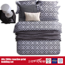 133*72 Printed Black White Bed Set for Hotel/Home Use